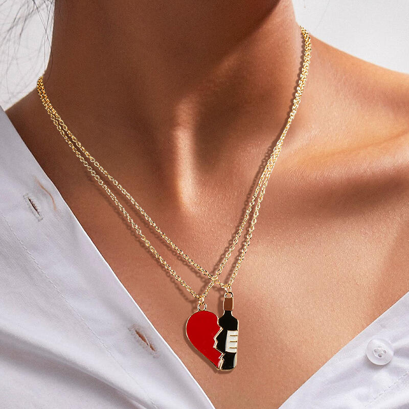 necklaces valentine heart and wine bottle yin yang
